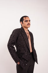 Black Ajrak Oversized Unisex Blazer